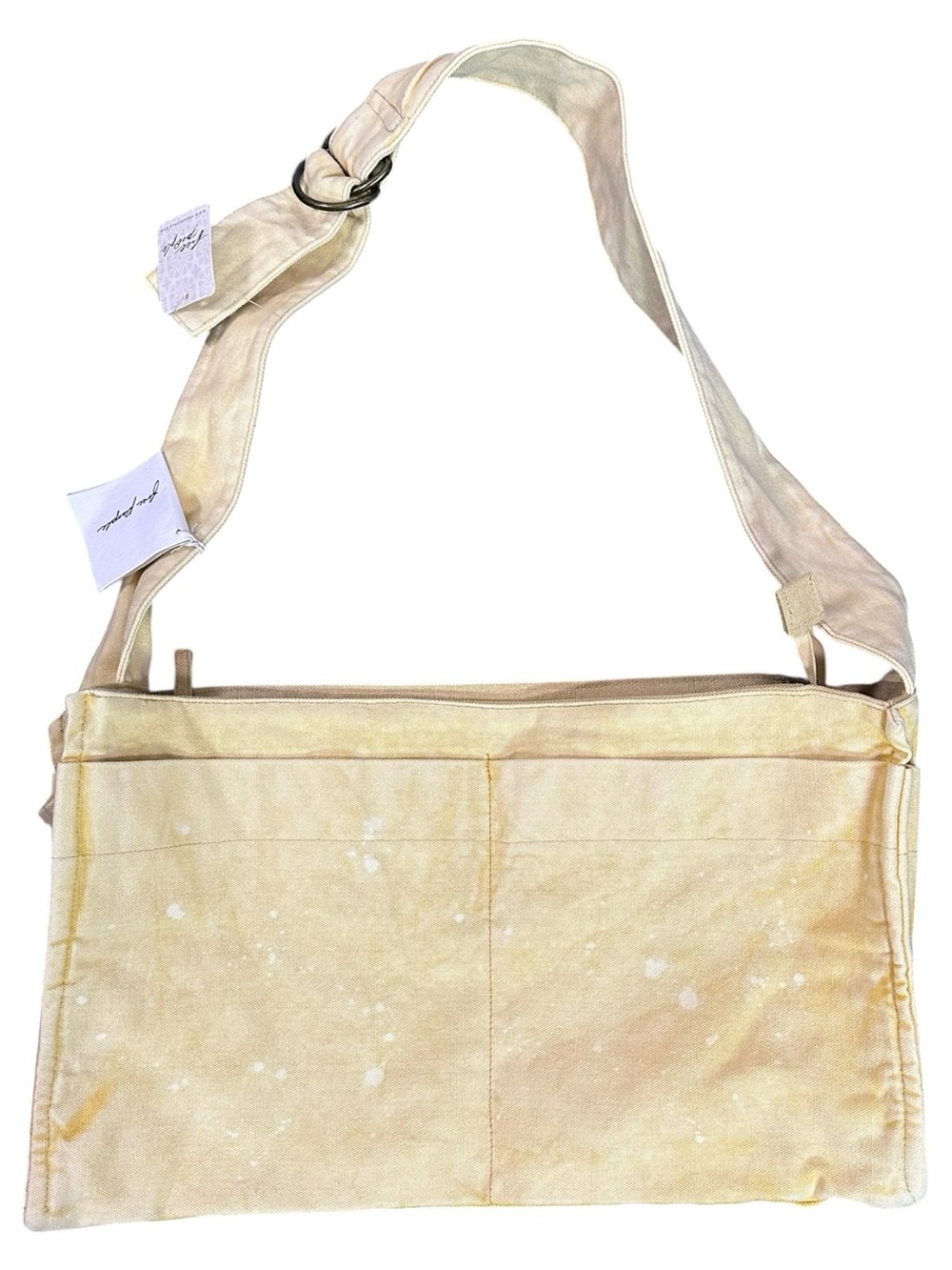 Free People Grunge 90s Canvas Camp Crush Sling Shoulder Bag Distressed Neutral - Picture 9 of 13